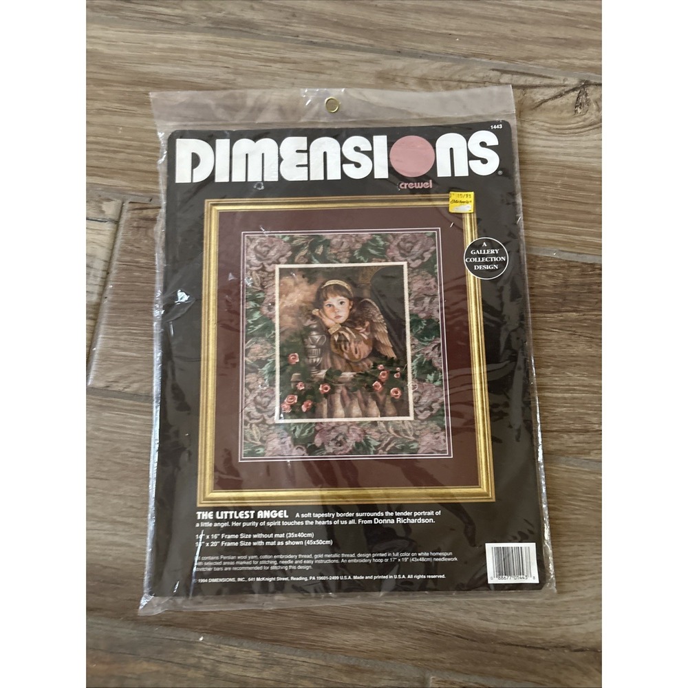 Dimensions Crewel Embroidery #1443 THE LITTLEST ANGEL vintage Open craft kit